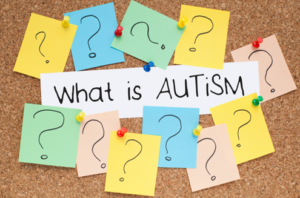 post it notes with question marks and in the middle it says "What is Autism?"